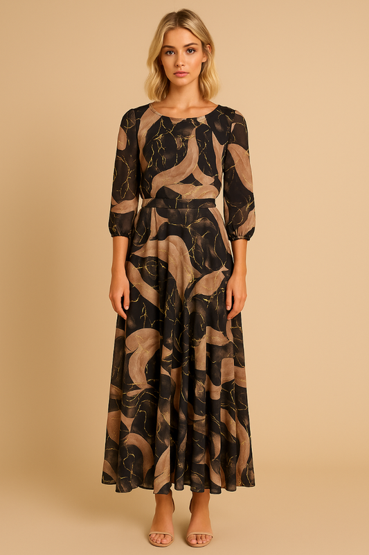 Marise™ | Elegant Maxi Dress with Abstract Print