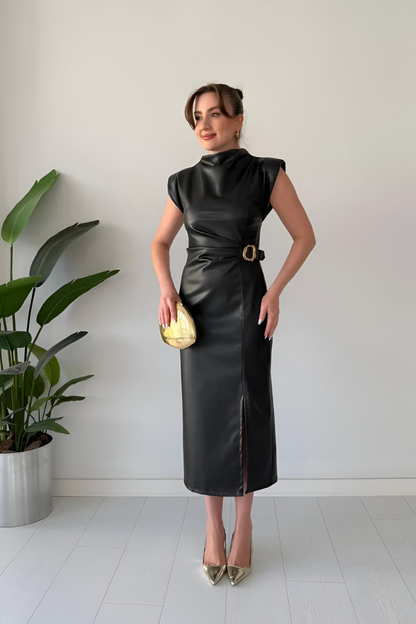 Sona™ | Modern sleeveless leather dress