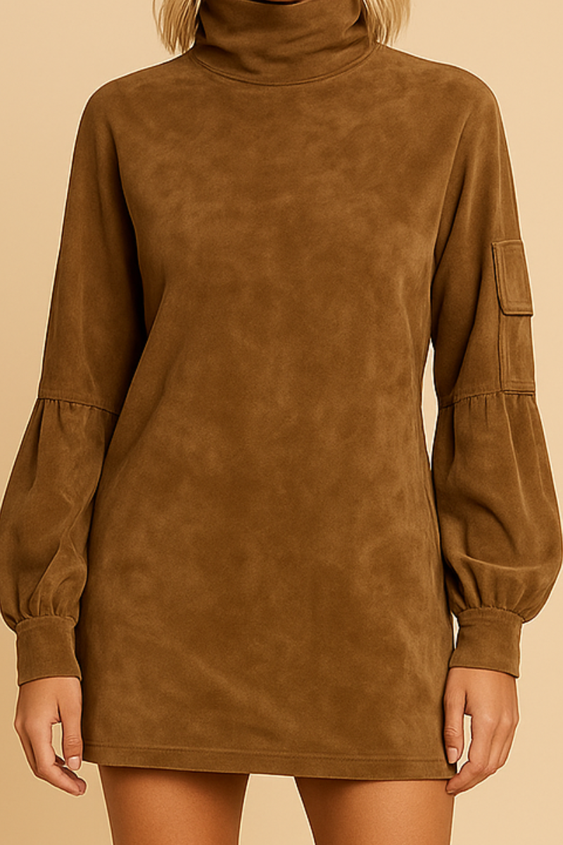 Norene™ | Elegant suede long-sleeve dress