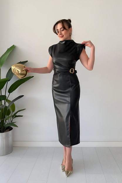 Sona™ | Modern sleeveless leather dress