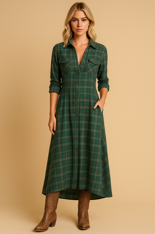 Talia™ | Modern boho checkered dress