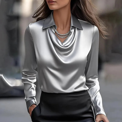 Neli™ | Chic silky long sleeve blouse