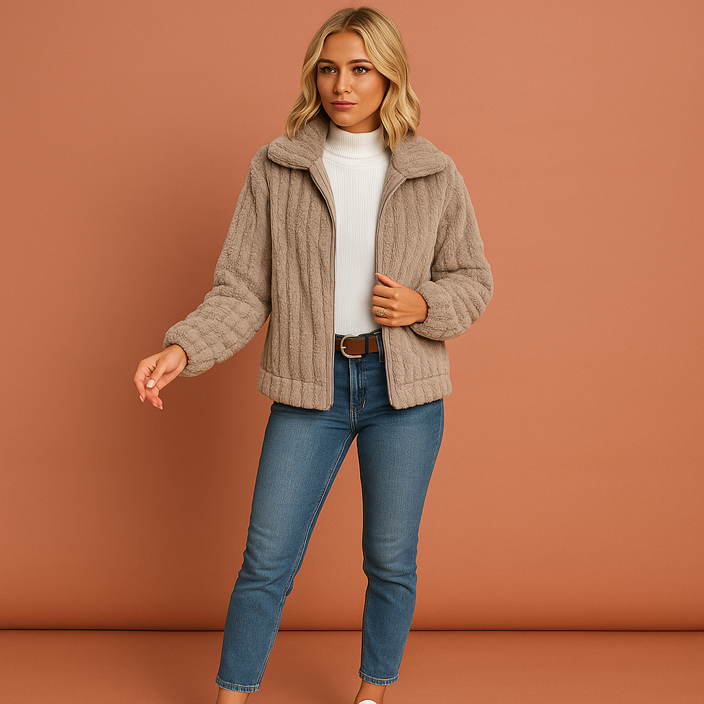 Long fleece vest with collar for women | Lotte