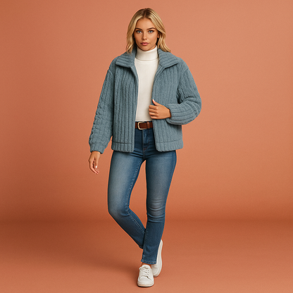 Long fleece vest with collar for women | Lotte