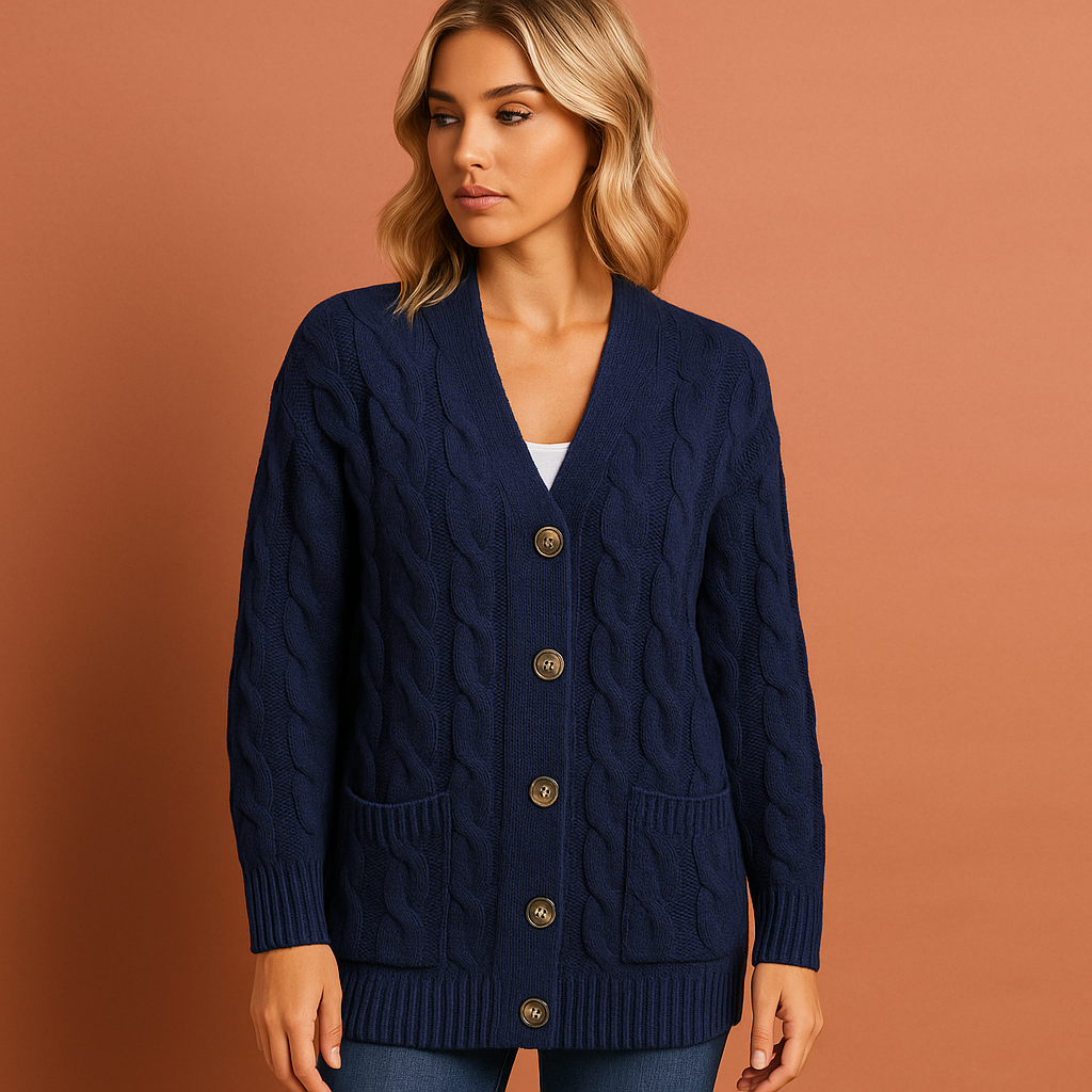 Knitted cardigan with front pockets for women | Mariska