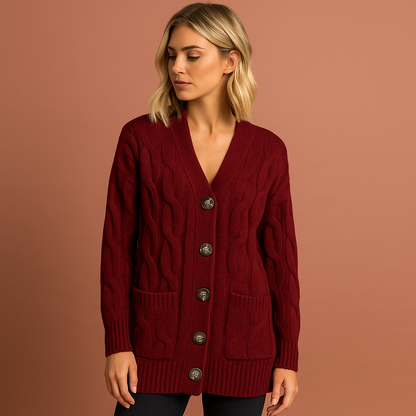 Knitted cardigan with front pockets for women | Mariska