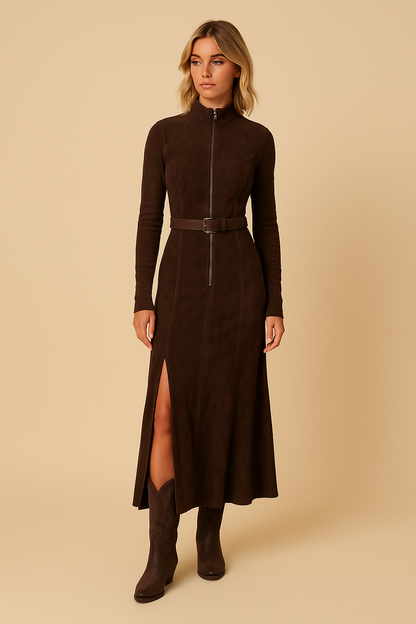 Noreva™ | Stylish fitted suede-style dress