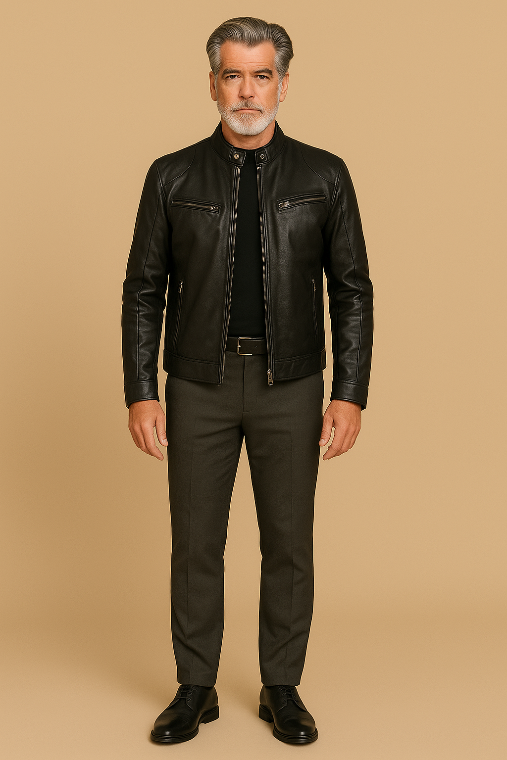 Joren™ | Timeless Leather Jacket with Zipper