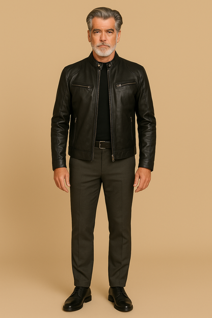 Joren™ | Timeless Leather Jacket with Zipper