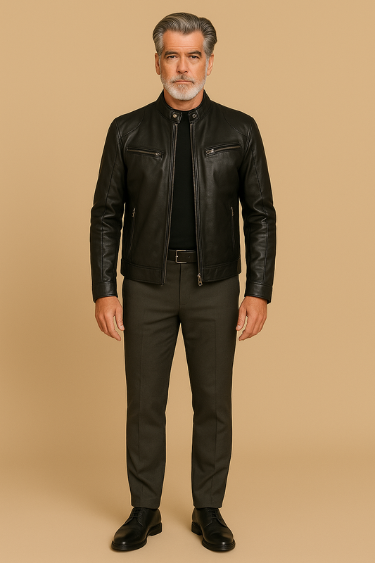 Joren™ | Timeless Leather Jacket with Zipper
