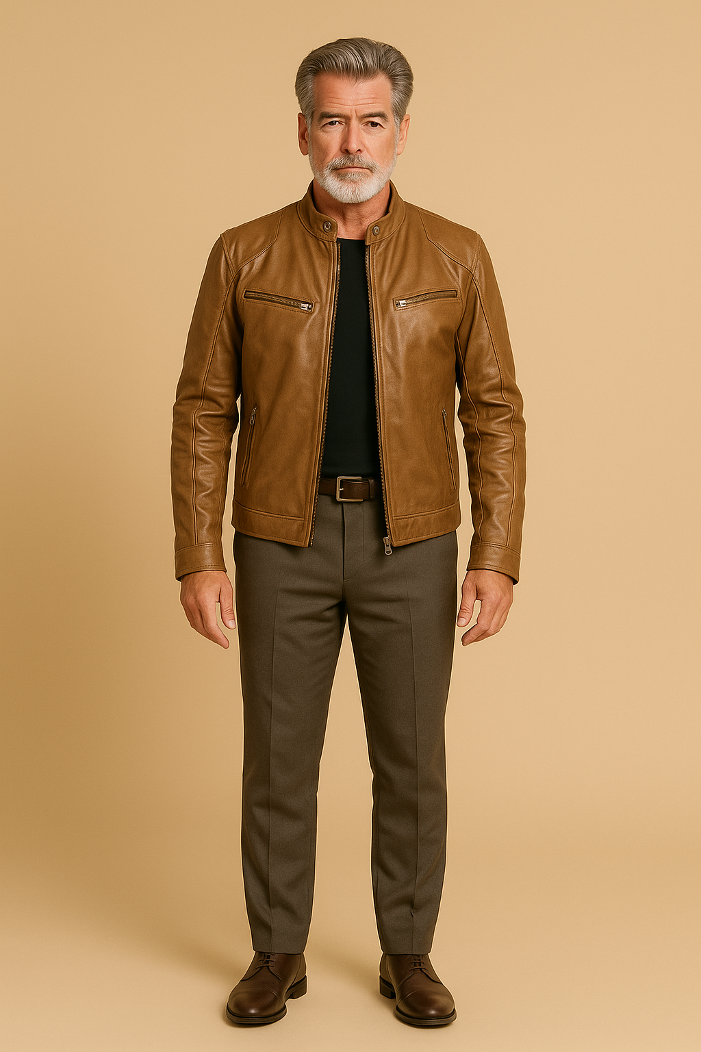 Joren™ | Timeless Leather Jacket with Zipper