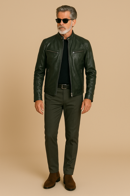 Joren™ | Timeless Leather Jacket with Zipper