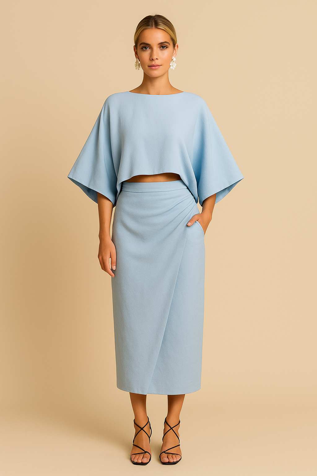 Elara™ | Chic draped top and skirt set