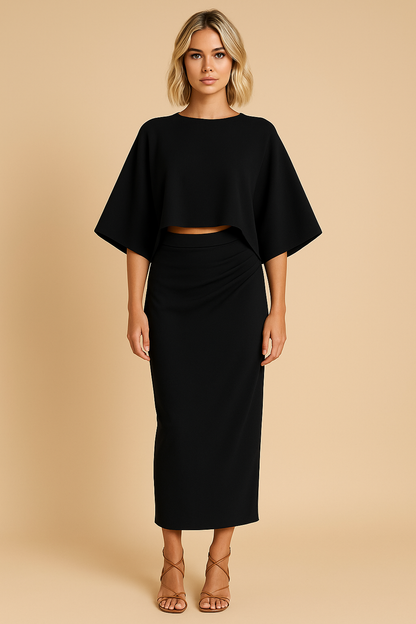 Elara™ | Chic draped top and skirt set