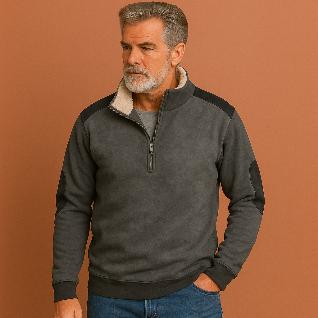 Casual vintage sweater with half zip for men | Sven