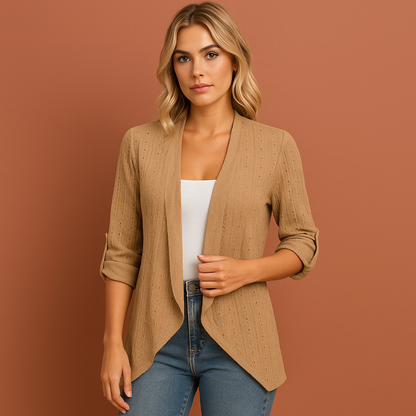 Lightweight Crocheted Cardigan with Open Front for Women | Yara