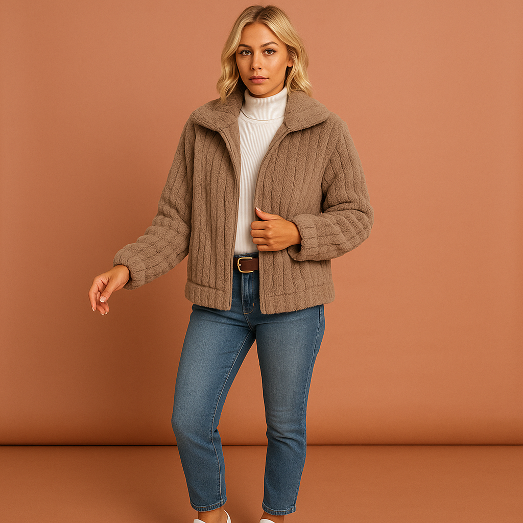 Long fleece vest with collar for women | Lotte