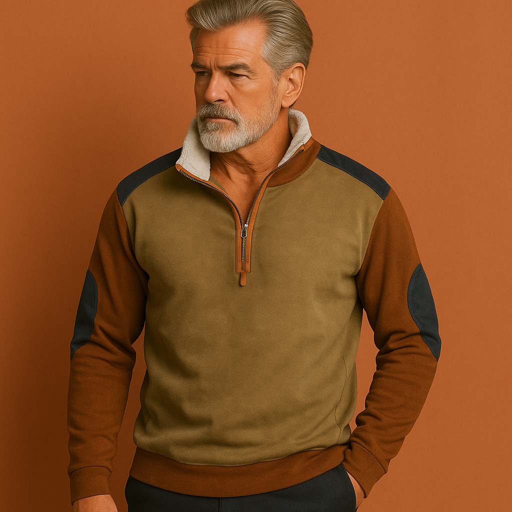 Casual vintage sweater with half zip for men | Sven
