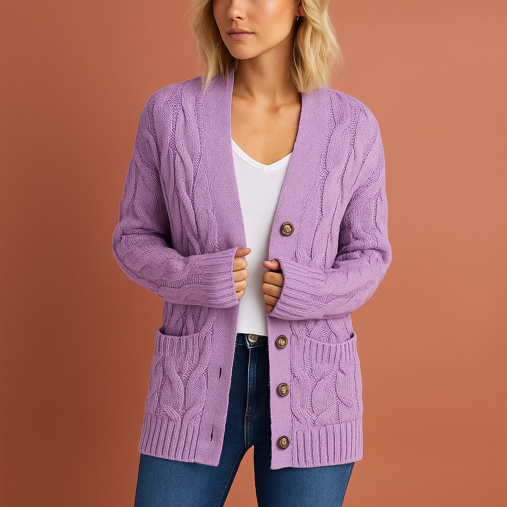Knitted cardigan with front pockets for women | Mariska