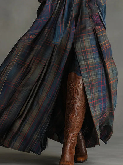 Lumi™ | Elegant Plaid Maxi Dress