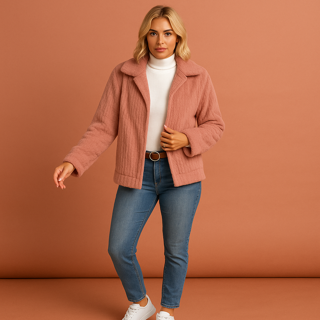 Long fleece vest with collar for women | Lotte